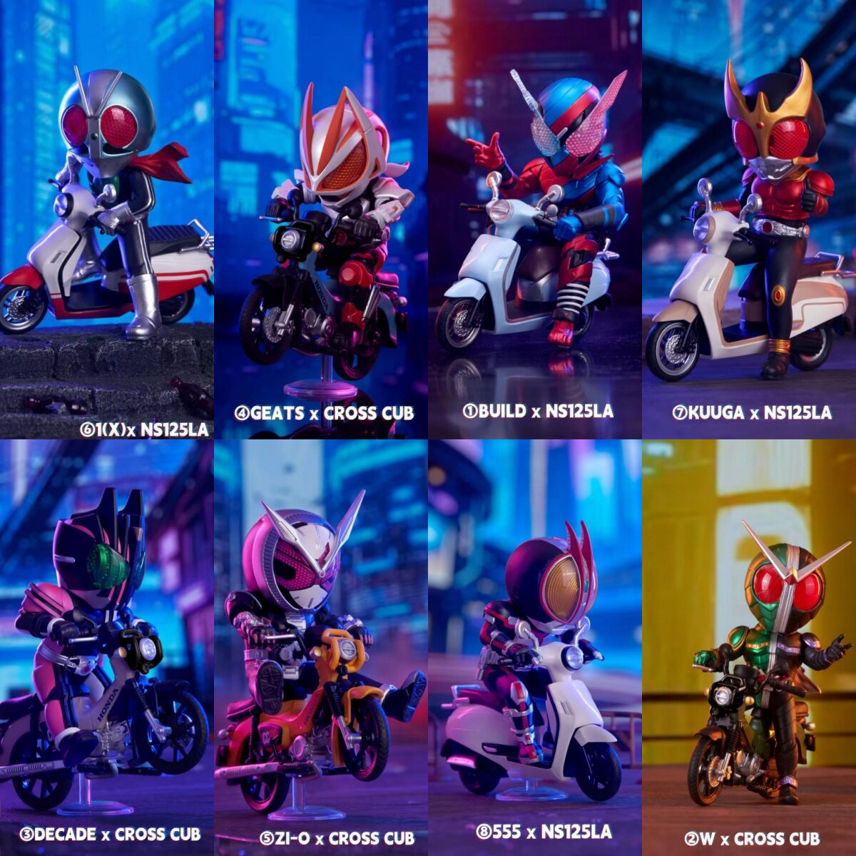 万代BNFIGURE Q假面骑士×HONDA联名盲盒正版本田摩托车模玩周边-淘宝网