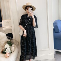 Pregnant Woman Summer Clothing Large Code Loose Snow Spinning Fat MM Tandem Dress Summer Fashion Boomer Short Sleeve Thin OCEAN AIR-LESS DRESS