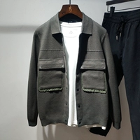 Демисезонный кардиган, осенний лонгслив, трендовая куртка для отдыха, накидка, свитер, коллекция 2021, в корейском стиле