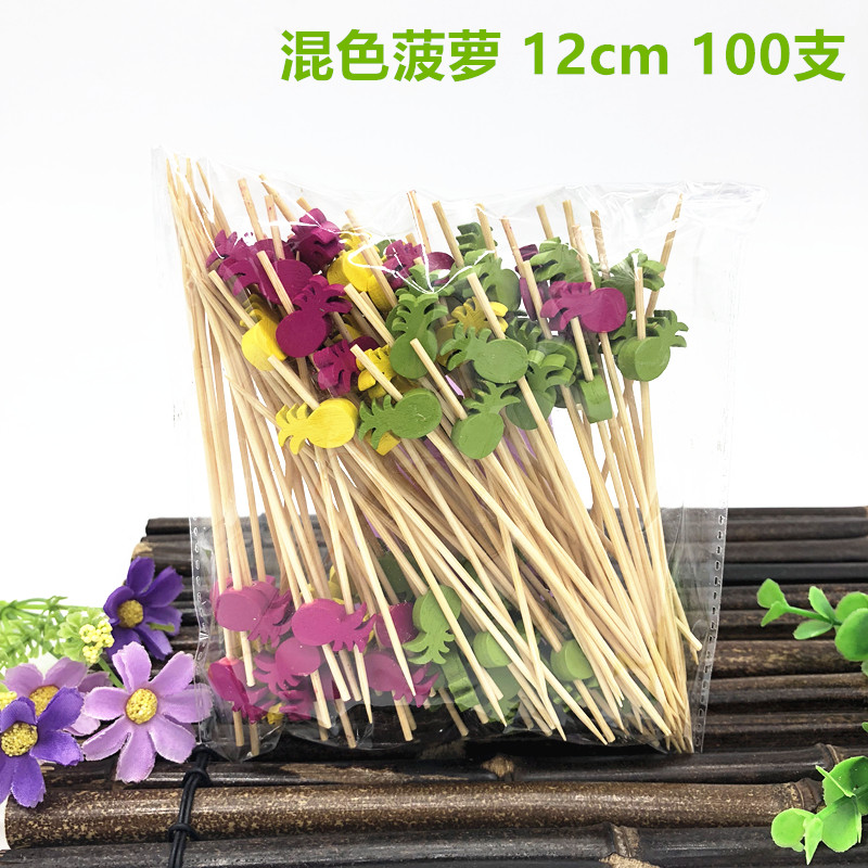 Plug-in disposable fruit sign toothpick creative cute fork KTV cocktail sign snack bamboo string flower sign