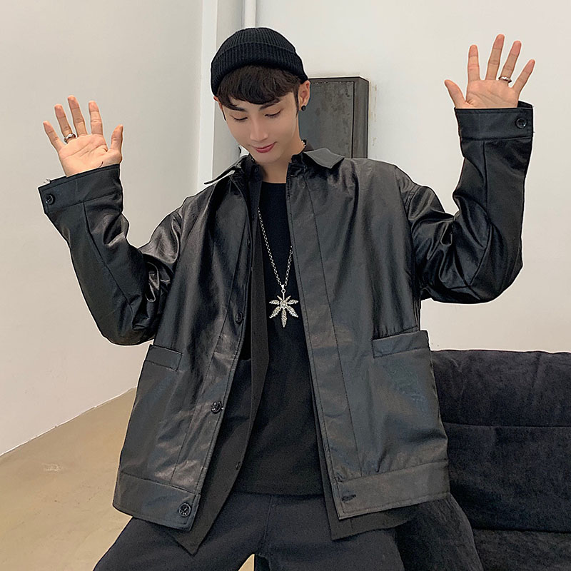 Autumn motorcycle clothing leather men's thin section trendy loose Korean version student trend handsome men's youth jacket coat