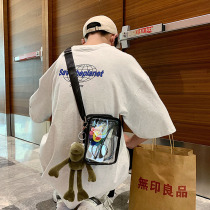 Skew satchel male pvc jelly transparent bag for boys bungee buns Boomers Han version Single shoulder mini small bag