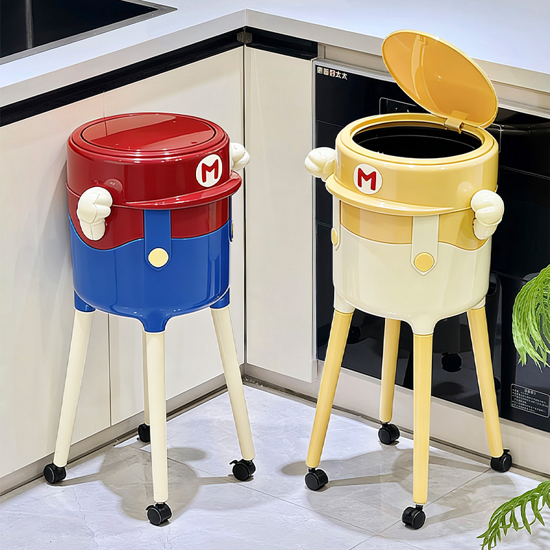 Trash Can for Kitchen Use, 2025 New Model, High Aesthetic Value, with Lid, Movable, Large Capacity, No Need to Bend Over, High-Footed Sanitary Bin