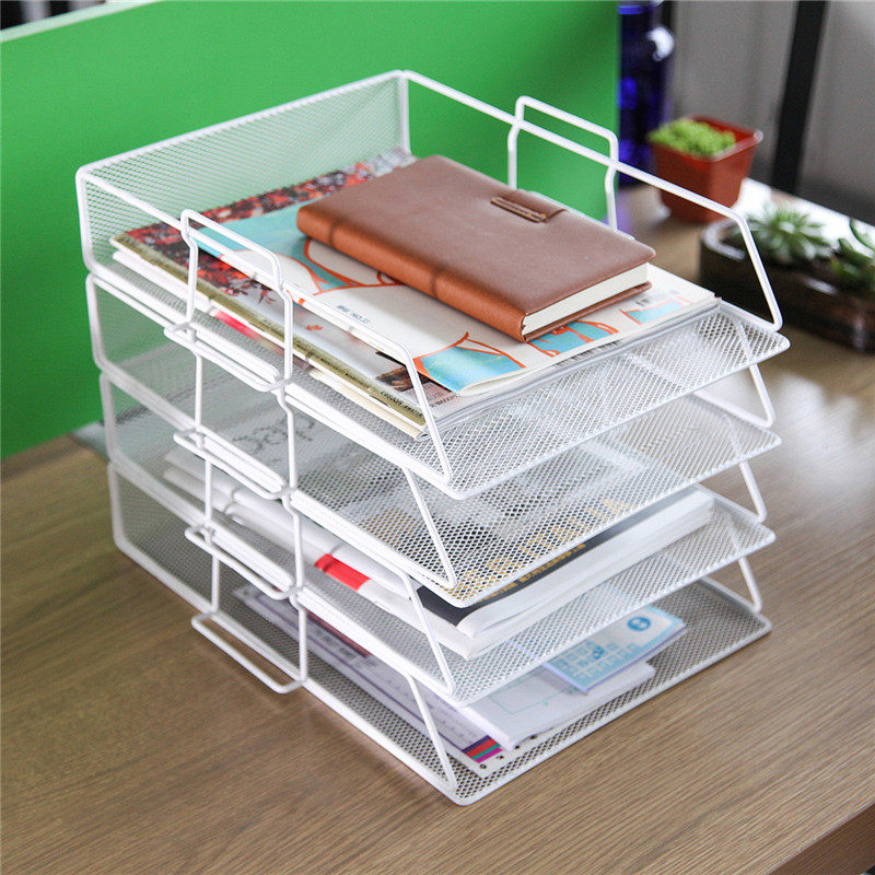 Office Supplies Metal File Rack File Frame Multi-level Folder Storage Box Desktop Shelf Information Basket