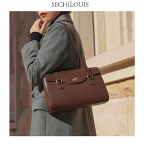 Advanced sense retro leather underarm baguette bag female 2021 new fashion commuter niche design portable shoulder bag