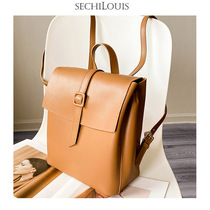 British style retro leather backpack womens large capacity Womens bag 2021 New Fashion simple soft cowhide small backpack