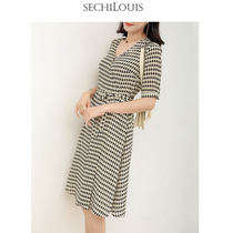 High-end Brand French Elegant Chiroe Covered Silk Dress 2020 Summer Temperament Printed Tea Break Dress