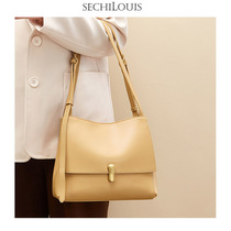 Elegant vintage minimalist leather shoulder underarm bag female 2021 New Fashion large capacity cowhide commuter shoulder bag