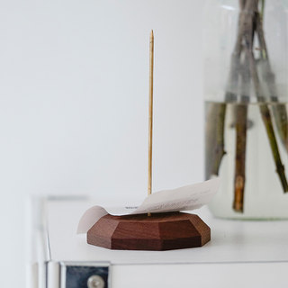 Solid Wood Menu Insertor with Brass Receipt Pin for Hotel Restaurant Takeout Orders and Cash Register Paper Insertor