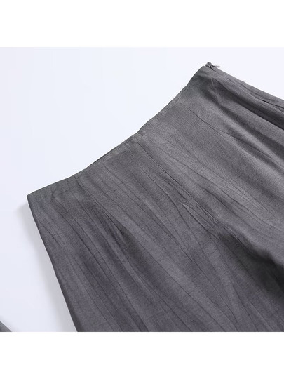 Md Women's Clothing 2025 Spring/Summer New Style Mature and Professional Ol Style Gray Wide-Leg Long Pants for Women 05021659818