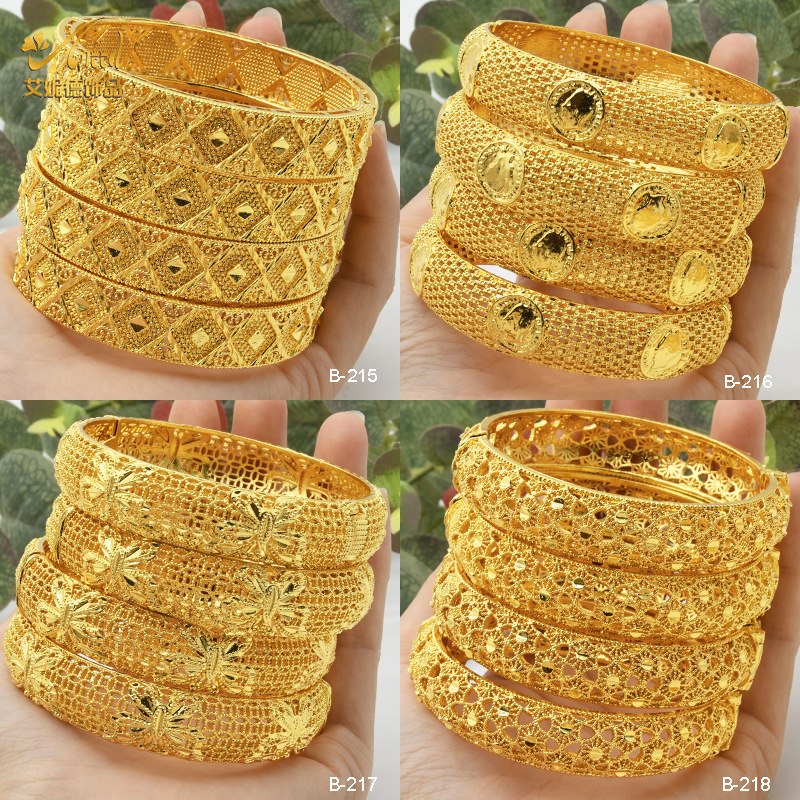 Dubai 24K Gold-Plated Bracelet Nigerian Bride Wedding Jewelry Gold Bracelet Indian Women's Evening Party