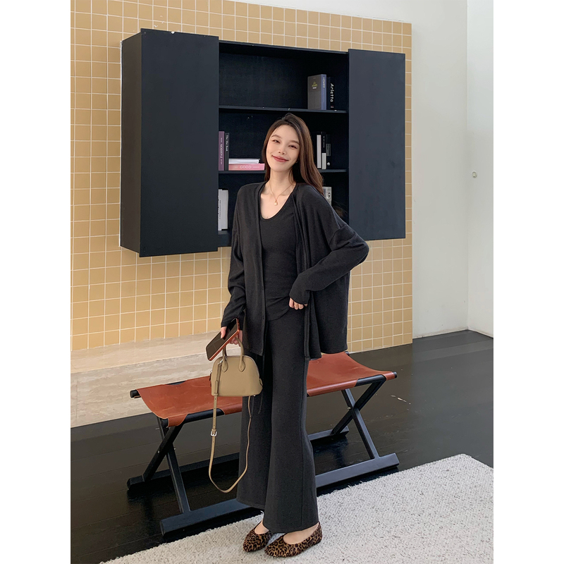 Dabai Dbai [Relaxed Texture] Lazy and Loose-Fitting Simple Fashion Suit for Women, Autumn Casual Three-Piece Set