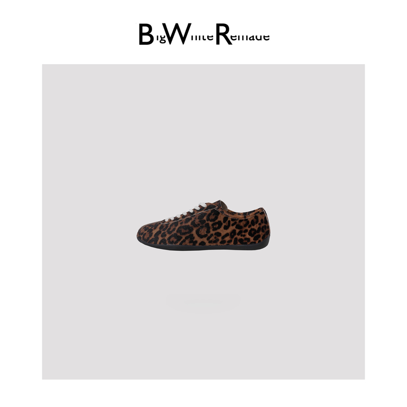Dabai【Caramel Leopard Print】Vintage Leopard Print Versatile Casual German Training Shoes Low-Top Lace-Up Trendy Women's Shoes