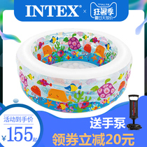 INTEX Inflatable swimming pool Baby childrens pool Home adult oversized bathing pool Shark Ocean ball pool
