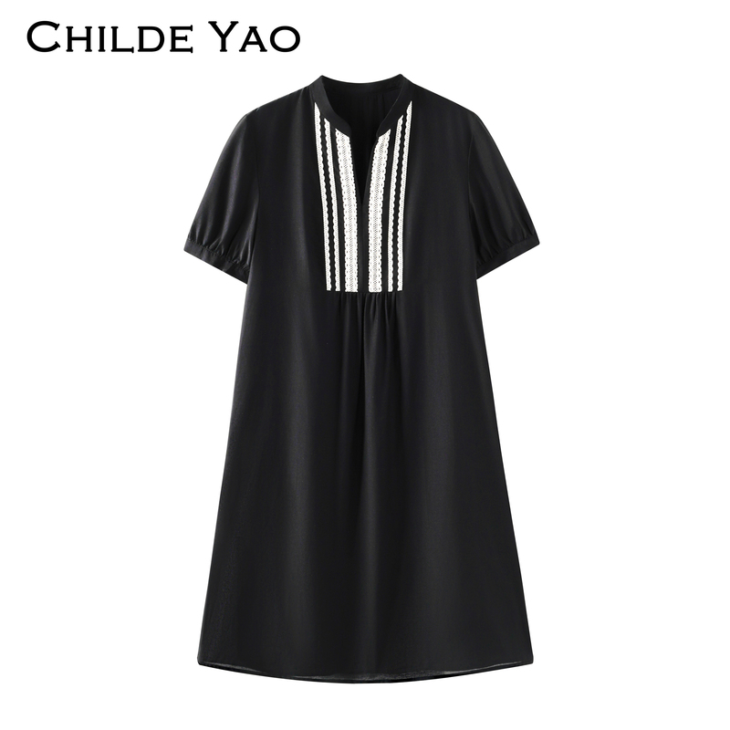Childe Yao Mulberry Silk Dress for Petite Women, 2026 Summer New Style, High-End and Elegant Black Dress
