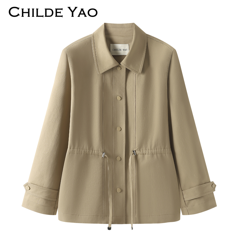 Childe Yao Short Trench Coat for Petite Women, 2026 Autumn New Style, High-End Casual Jacket Top