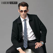 Labov mid-length 100 pure cashmere capsized turd coat for middle-aged mens business right loaded with wool jacket