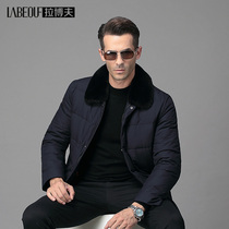 Labov down clothes male middle-aged otters rabbit fur turd collar mens clothing plus suede thickened mens business coat and coat daddy