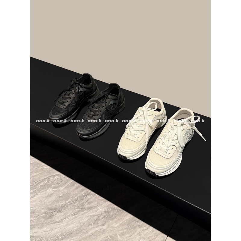 Ooo.K / Hidden Height-Increasing Tricks! 25Fw Letter Patchwork Lace-Up Thick-Soled Casual Dad Shoes for Women