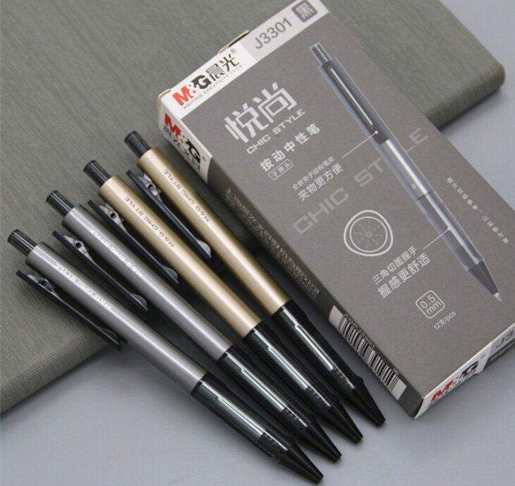 Morning light J3301 Hyatt press action Pen 0 Black 5 Pen C1701 Triangle Grip Office Business Signature Pen