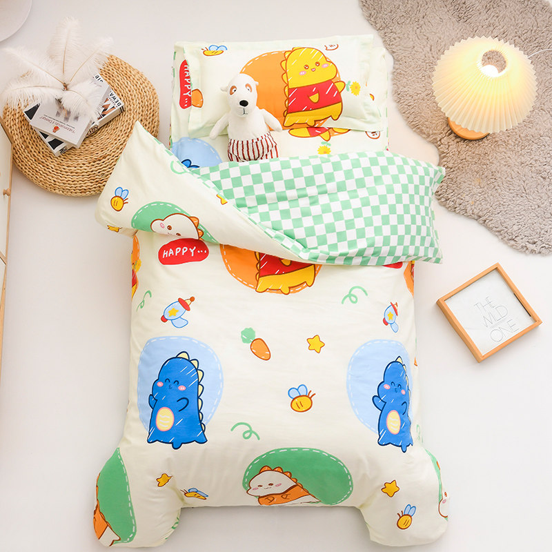 Kindergarten quilt cover Three sets of cartoon full cotton baby boy's nap quilted six sets of baby cotton quilted bed linen