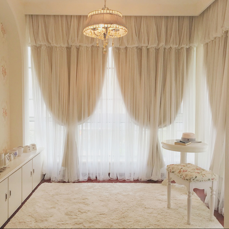 Net Red Curtains PRINCESS WIND DREAMY BEDROOM FLOATING WINDOW FRESHENER GIRL SHORT DOOR CURTAIN FULL SHADE DOUBLE CLOTH SAND UNITY