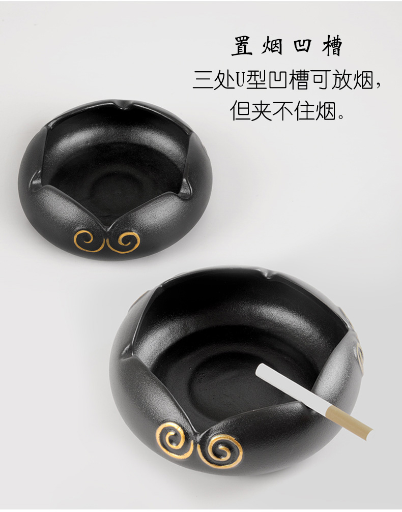 Fashion creative ashtray ceramic large sun wukong was Chinese black pottery contracted sitting room tea table household move trend