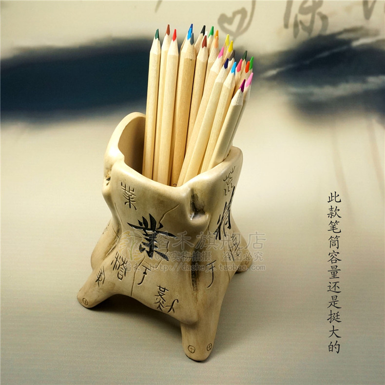 Chinese classical Chinese wind creative ceramic handicrafts pen container office desktop furnishing articles to send head of gifts