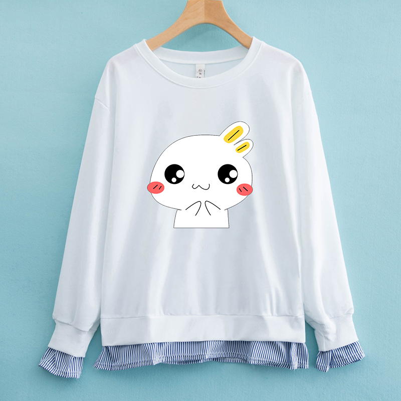 Teen siendo cô gái mùa xuân và mùa thu váy mỏng học sinh trung học cơ sở dài sleevet T-shirt lỏng hàng đầu