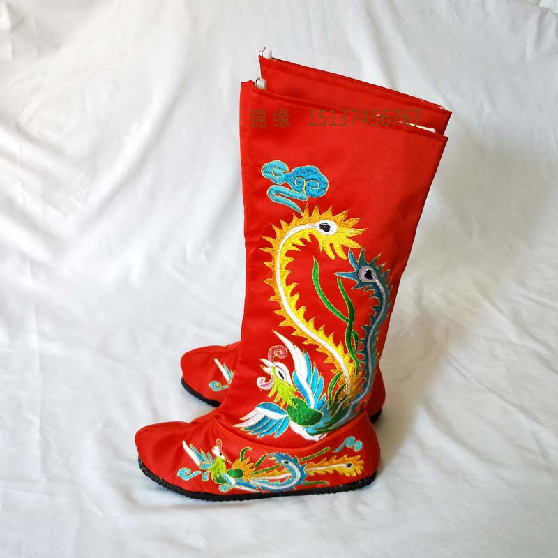 Drama opera Wudan embroidered phoenix boots women's combat boots face-changing boots embroidered phoenix boots flat embroidered phoenix boots