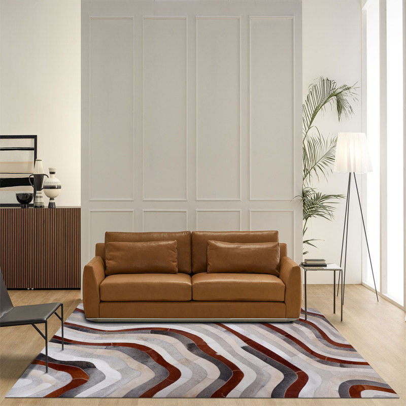 83 light and luxurious Nordic modern minimalist cow leather splicing living-room rug bedroom cloakroom cushion bedside blanket bunk beds full