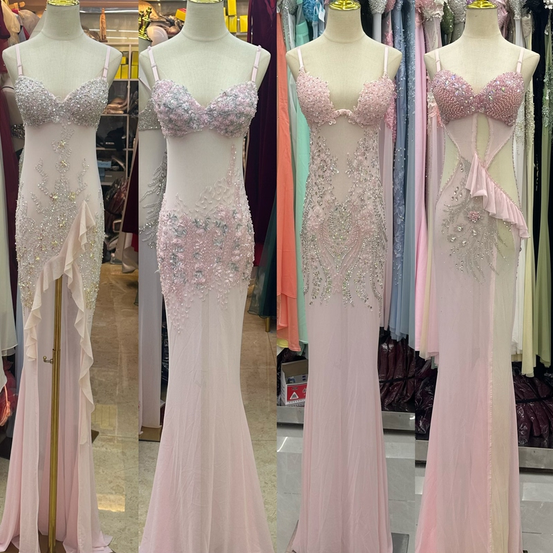Pink Bra Evening Dress, Super Revealing, Sexy Nightclub Bar Ktv Catwalk Performance Outfit, Beauty Foot Spa Pink Bra Evening Dress, Super Revealing, Sexy Nightclub Bar Ktv Catwalk Performance Outfit, Beauty Foot Spa