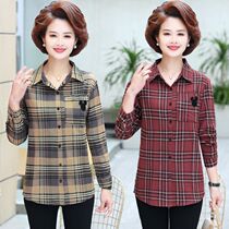 Middle Aged Mother Summer Clothing Shirt 2020 New Long Sleeves Plaid Shirt Foreign Air Middle-aged Women Clothing Casual Clothes