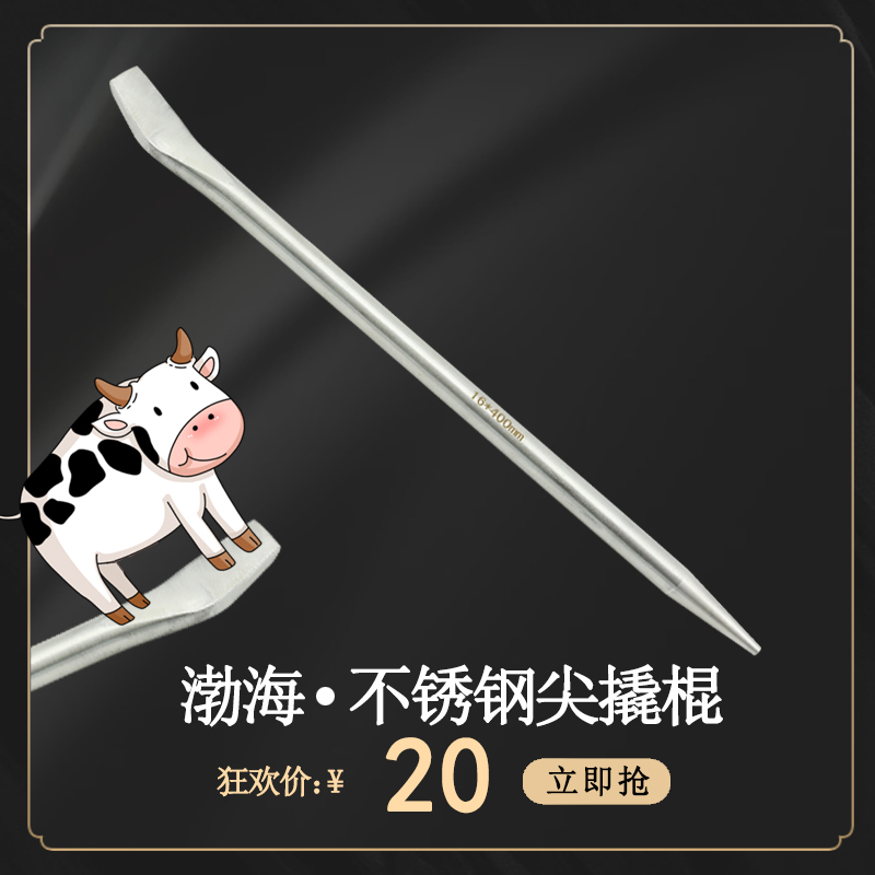 Bohai anti-magnetic 304201 stainless steel tip crowbar with a tip of a flat white steel pry bar tip bar anti-rust-Taobao