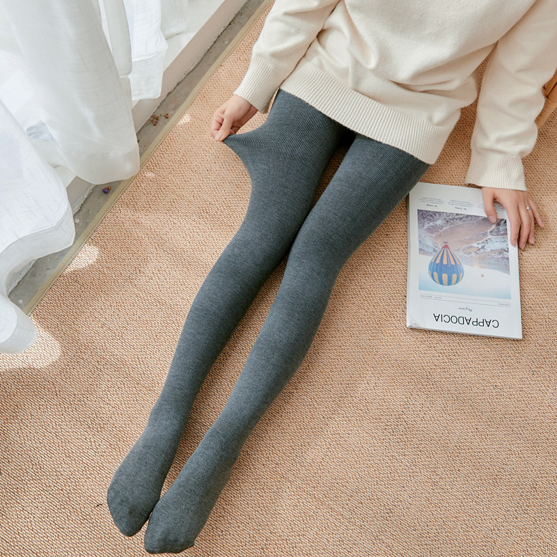 1106 autumn and winter models cotton socks leggings women's velvet thickened female thread vertical strip thin foot pantyhose