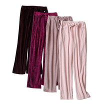 2414 2414 2020 fall new fashion gold velvety suede waist lacing for thin long pants casual 100 lap straight drum pant