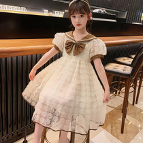 Girls dress with dress for summer clothes 2022 new children foreign pistachio red princess nepotism dress children summer super fairy web yarn dresses