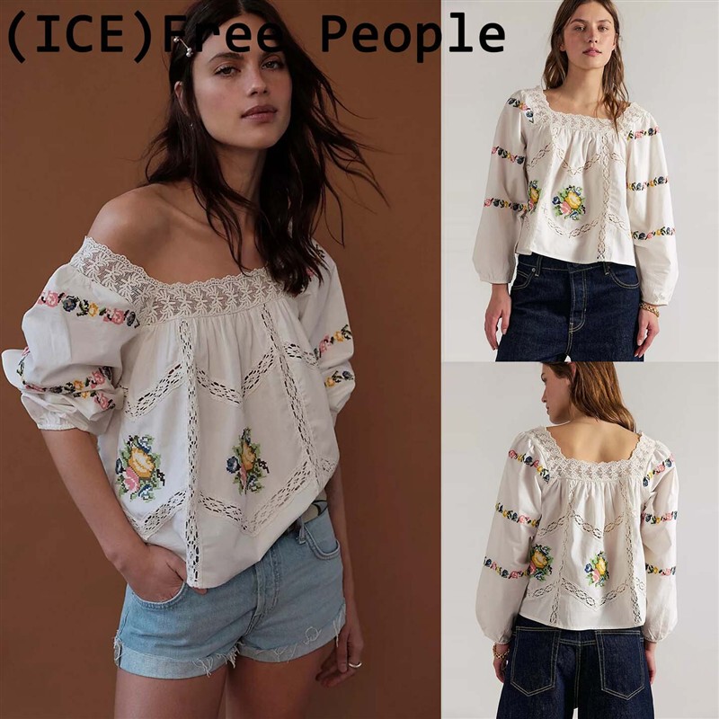 Ice Boutique Genuine Discount Free Lace Square Collar Embroidered Lantern Sleeve Pure Cotton Long-Sleeve Shirt for Women Ice Boutique Genuine Discount Free Lace Square Collar Embroidered Lantern Sleeve Pure Cotton Long-Sleeve Shirt for Women