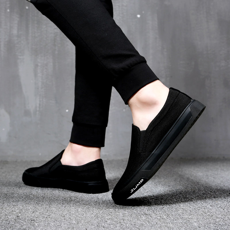 European station tide brand low-top canvas shoes men's autumn lazy loafer shoes Korean version of all-match casual sneakers