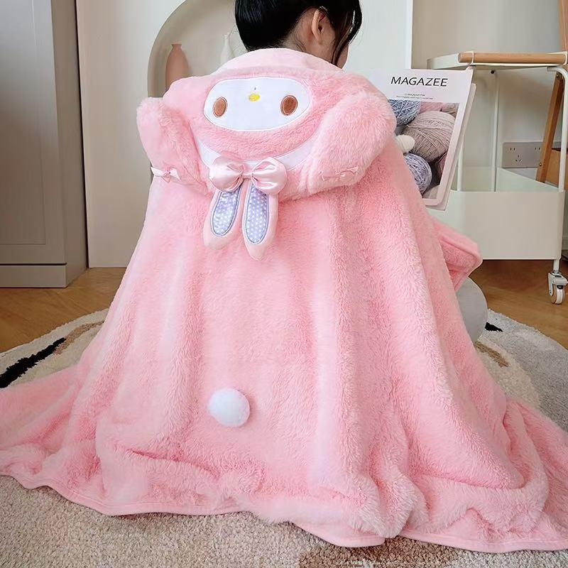 Cute Girly Rabbit Shawl Blanket Plush Hooded Cloak Office Warm Cape Children's Nap Blanket Cute Girly Rabbit Shawl Blanket Plush Hooded Cloak Office Warm Cape Children's Nap Blanket