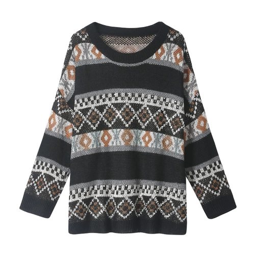 Трикотажный вместительный и большой весенний осенний свитер, большой размер, европейский стиль