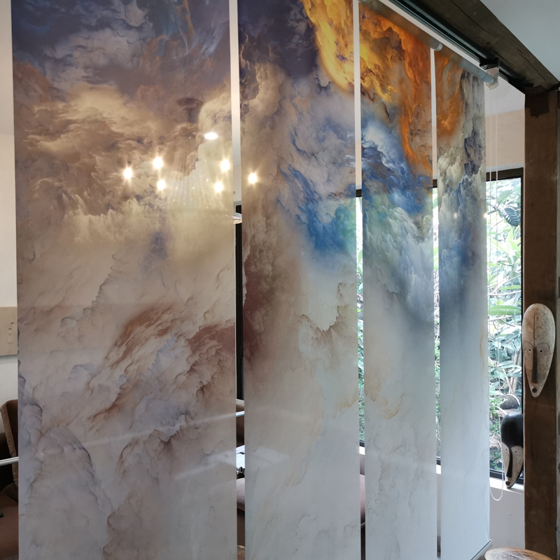 Heterochrome translucent modern simple hanging soft screen soft partition curtain living room hanging screen curtain 0564 brilliant clouds