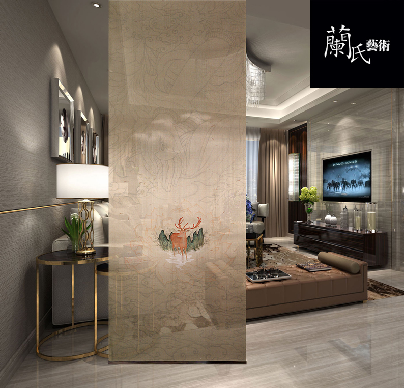 Phổ biến hiện đại Trung Quốc treo màn mềm rèm mềm vách ngăn nghiên cứu màn mềm mềm treo màn trập Zen Deer 507 - Màn hình / Cửa sổ khung bảo vệ cửa sổ bằng gỗ