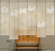  Heterochromatic soft screen Soft partition hanging screen New Chinese style hanging screen living room transparent roller curtain 0308 lotus