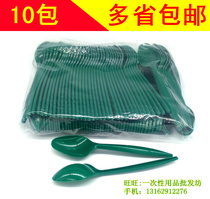  Disposable spoon Green plastic spoon Green spoon Meal spoon Western spoon Rice spoon Taro spoon Dessert spoon 100 pcs