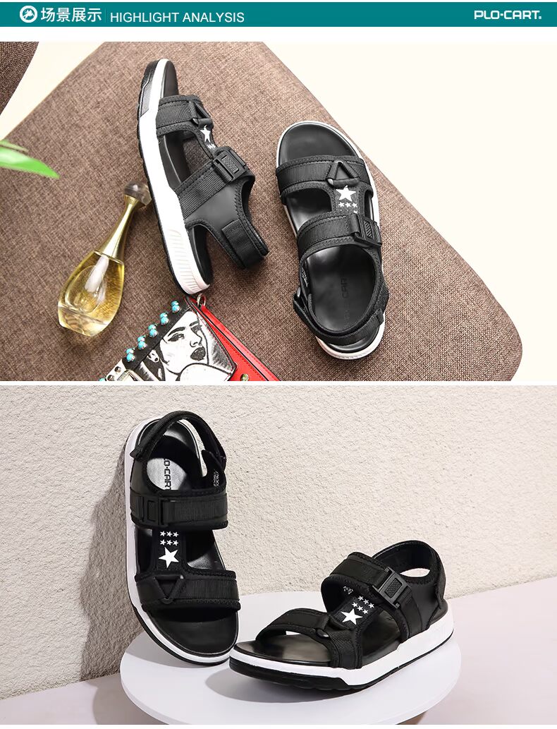 Paul Gedi xu hướng thời trang dép trẻ trung Phiên bản Hàn Quốc mùa hè mới đi giày đi biển Velcro giày nam dày giày nam công sở