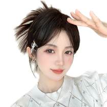 Eight-character middle-parted bangs wig piece for women replacement hair piece for natural forehead high skull real hair French fake bangs piece