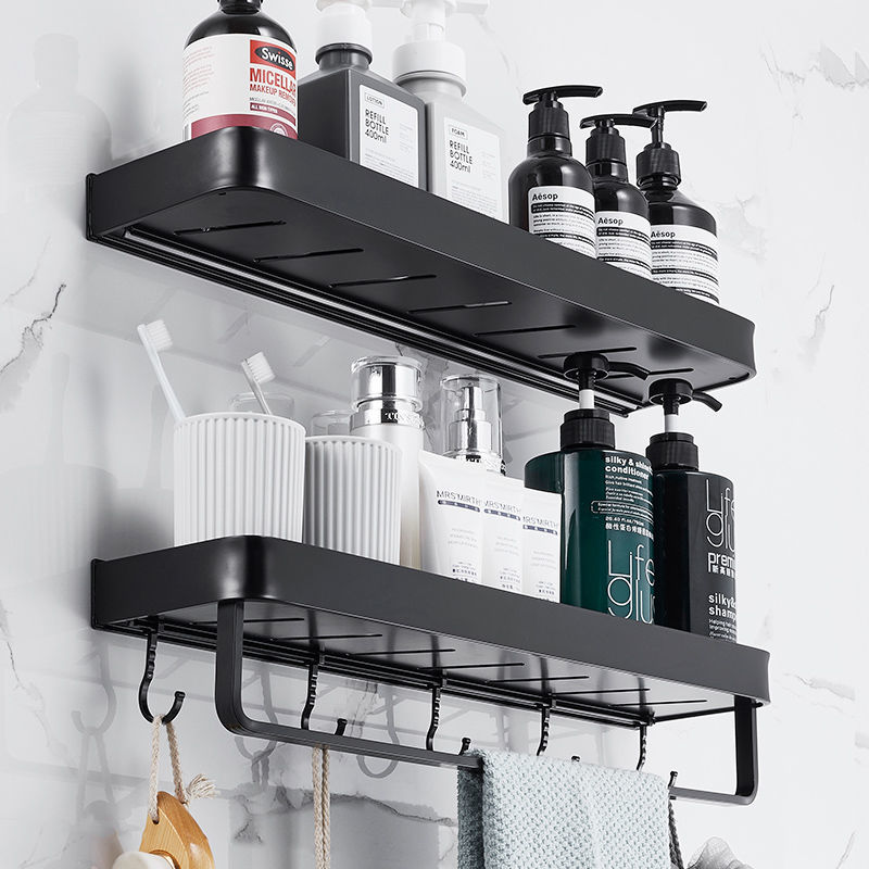 Powder room shelf free punching wall hanging bathroom toilet washstand storage Nordic drain tray space aluminum