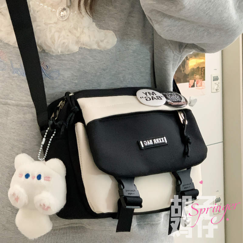 Bearded Chicken Japanese Workwear Style Small Bag for Women, Korean Version Trendy Versatile Shoulder Crossbody Bag for Men, Lightweight Phone Bag