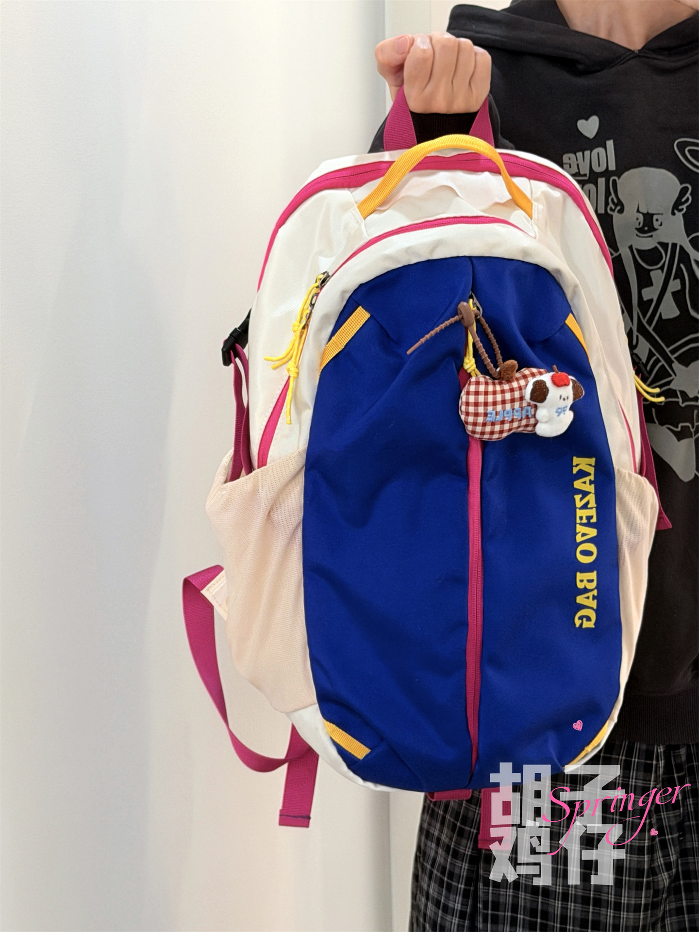 Bearded Chicken Dopamine Color-Block Backpack Outdoor Hiking Mountaineering Bag Multifunctional Backpack Travel Bag Laptop Bag